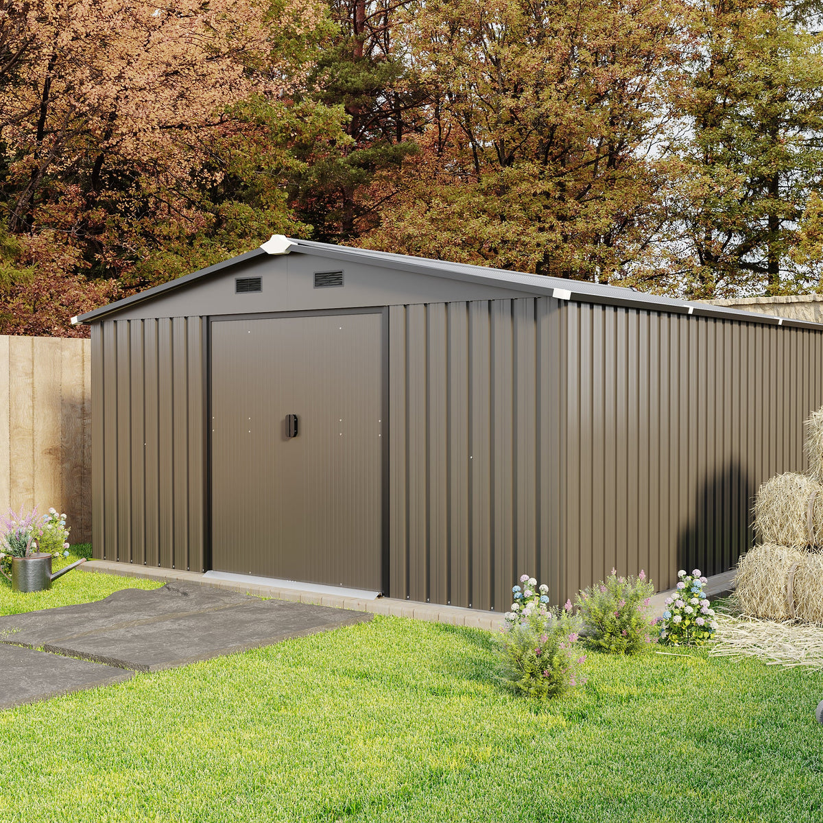 10x12ft Steel Storage Shed with Scratch-Resistant Color Finish
