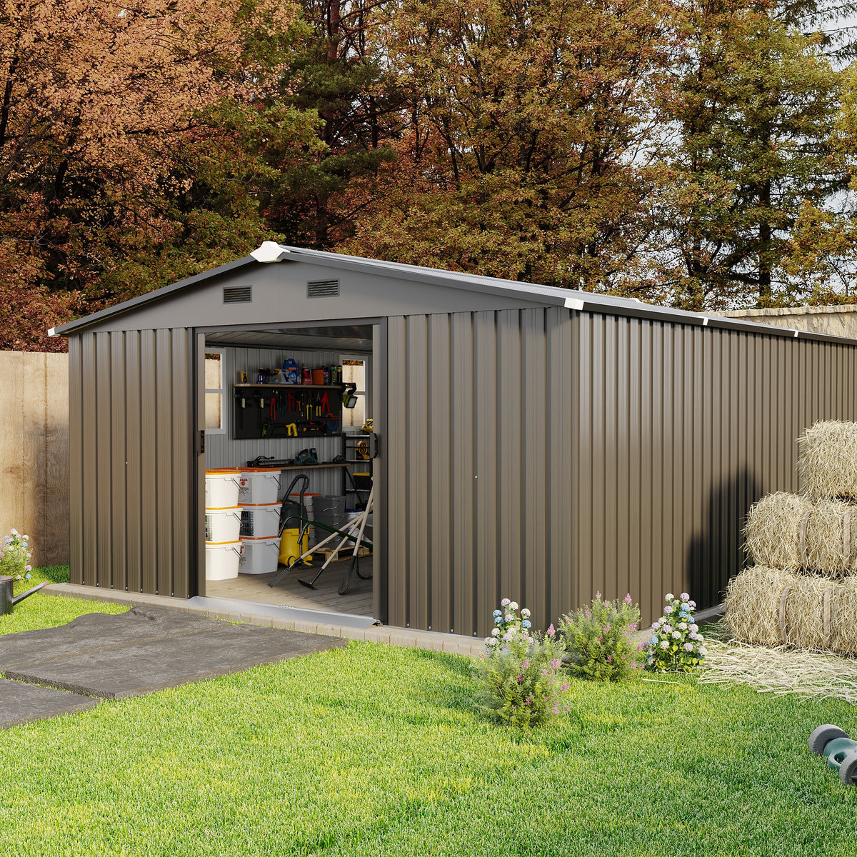 10x12ft Steel Storage Shed with Scratch-Resistant Color Finish