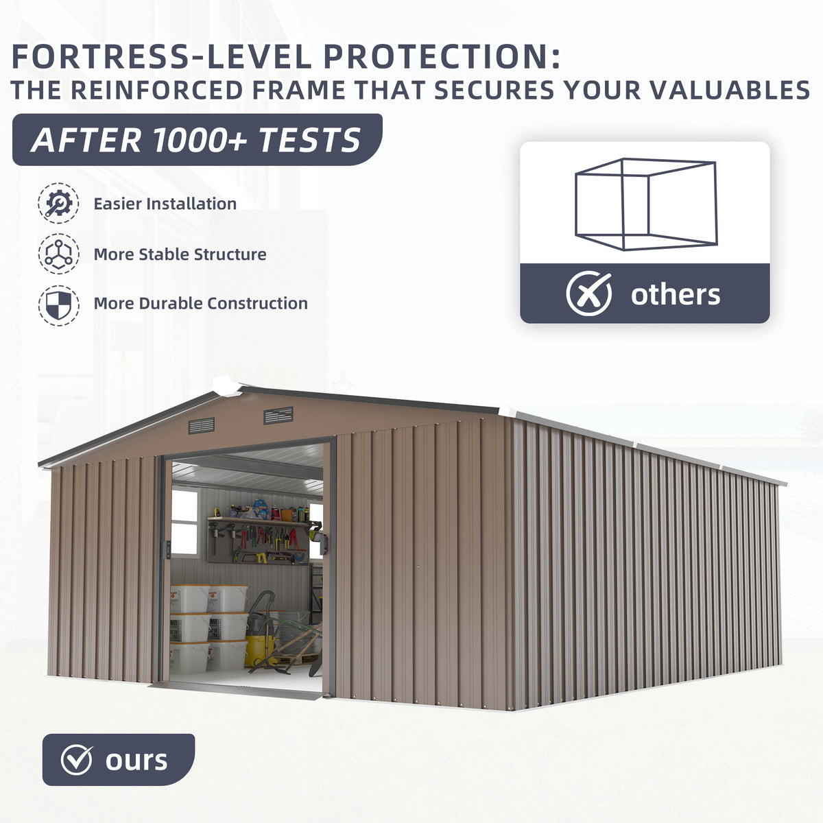 10x12ft Steel Storage Shed with Scratch-Resistant Color Finish