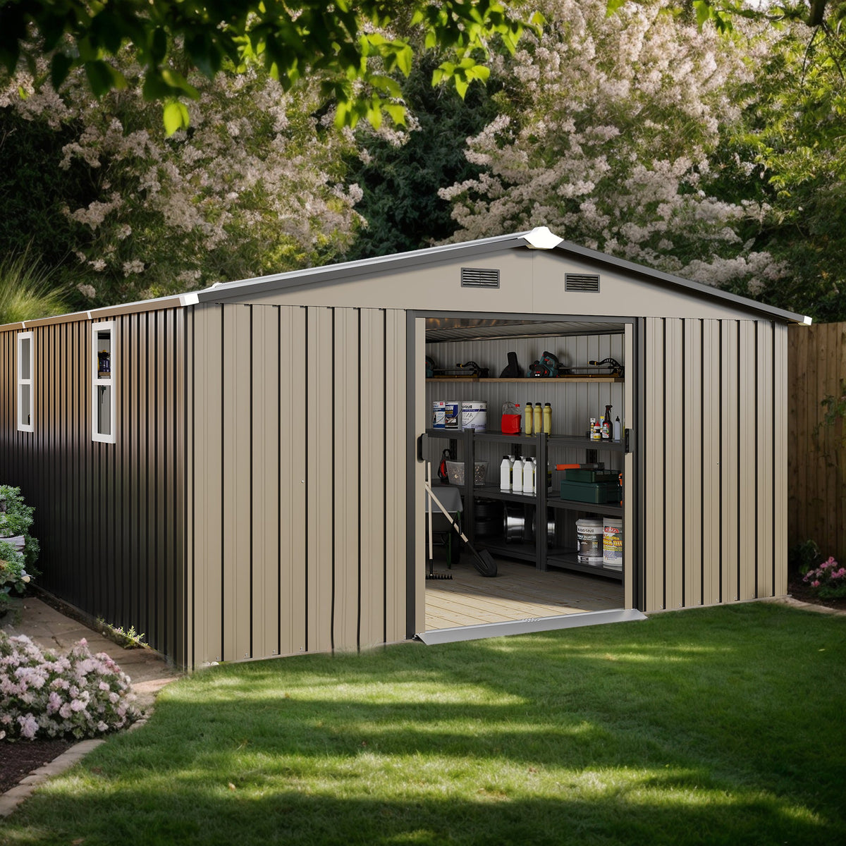 10x12ft Steel Storage Shed with Scratch-Resistant Color Finish