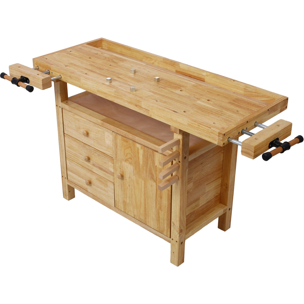 Wood Workbench with 4 Bar Clamps - Rubberwood - Garage & Home