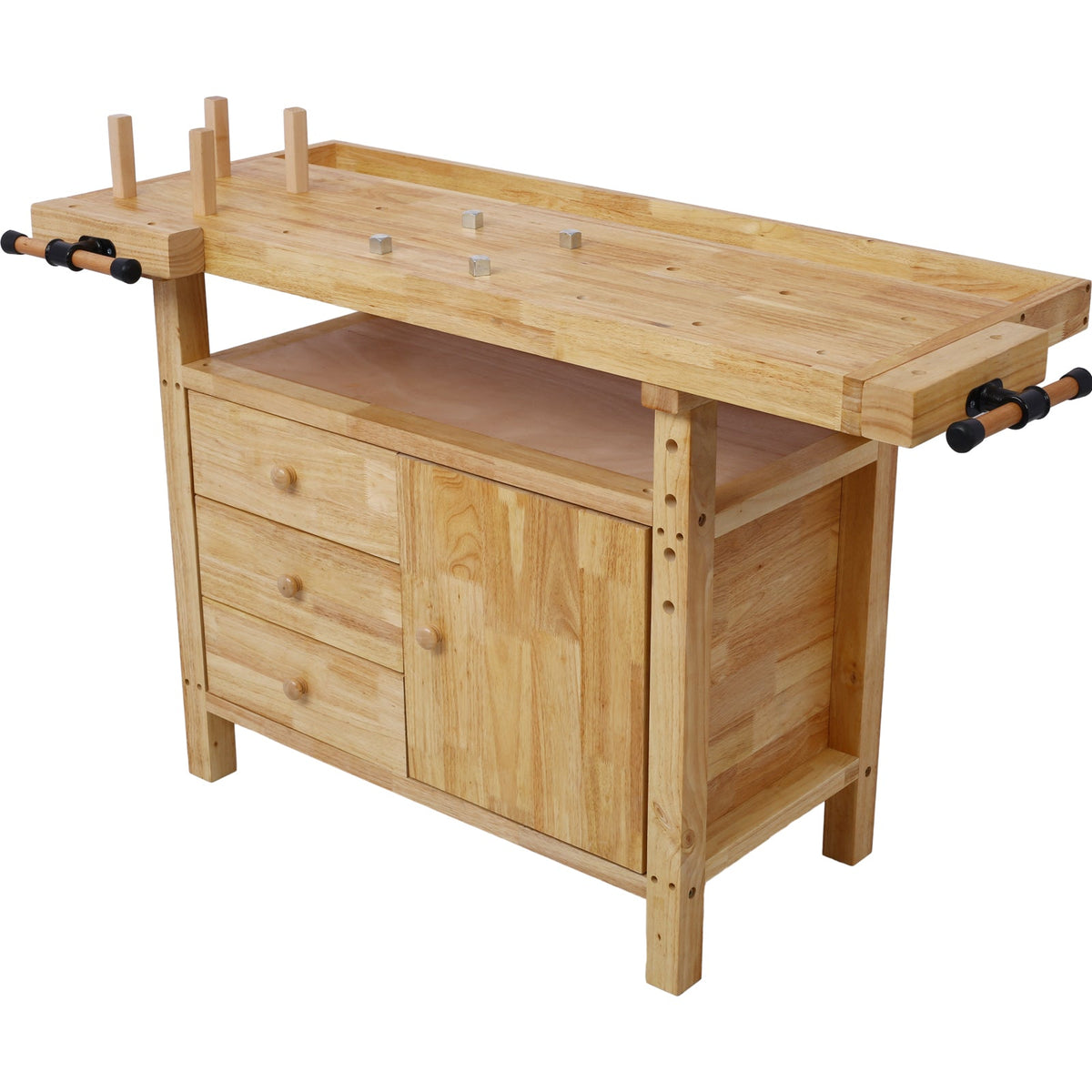 Wood Workbench with 4 Bar Clamps - Rubberwood - Garage & Home