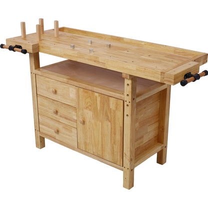 Wood Workbench with 4 Bar Clamps - Rubberwood - Garage & Home