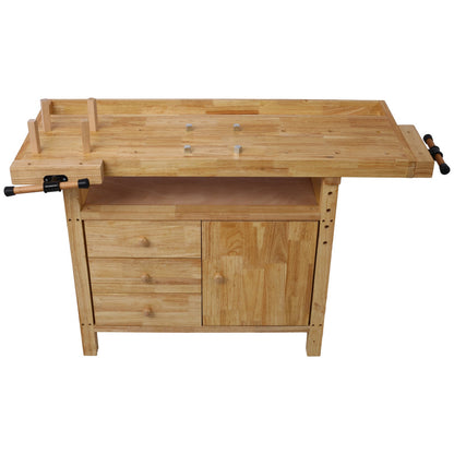 Wood Workbench with 4 Bar Clamps - Rubberwood - Garage & Home