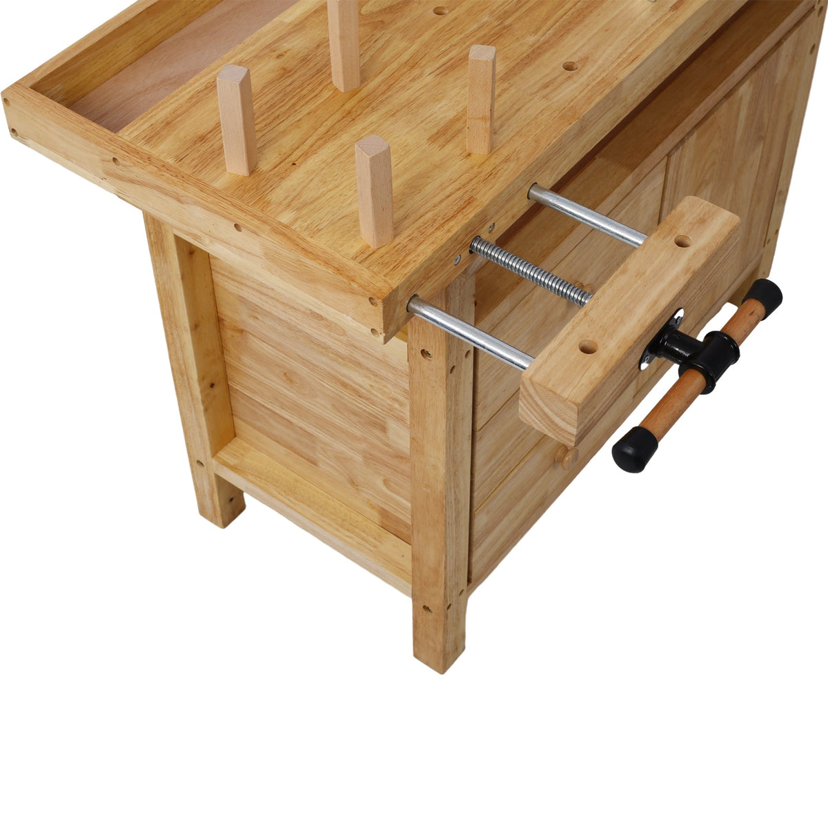 Wood Workbench with 4 Bar Clamps - Rubberwood - Garage & Home