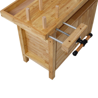 Wood Workbench with 4 Bar Clamps - Rubberwood - Garage & Home