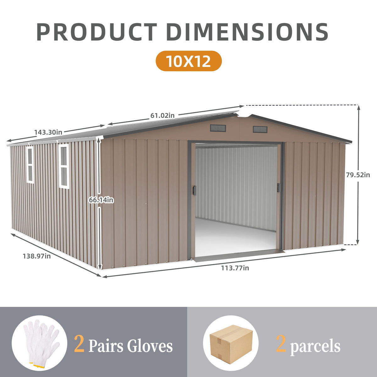 10x12ft Steel Storage Shed with Scratch-Resistant Color Finish