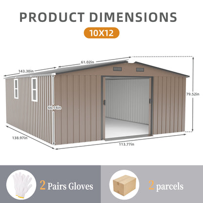 10x12ft Steel Storage Shed with Scratch-Resistant Color Finish