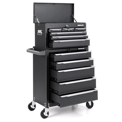 5-Drawer Tool Storage Cabinet with Hanging Holes and Central Keyed Locking System-Black
