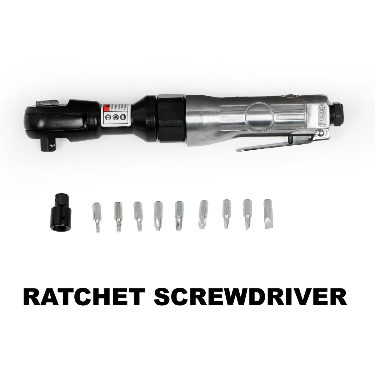 71 Piece Air Tool Kit with Impact Wrench, Ratchet & Grinder - Black and Silver