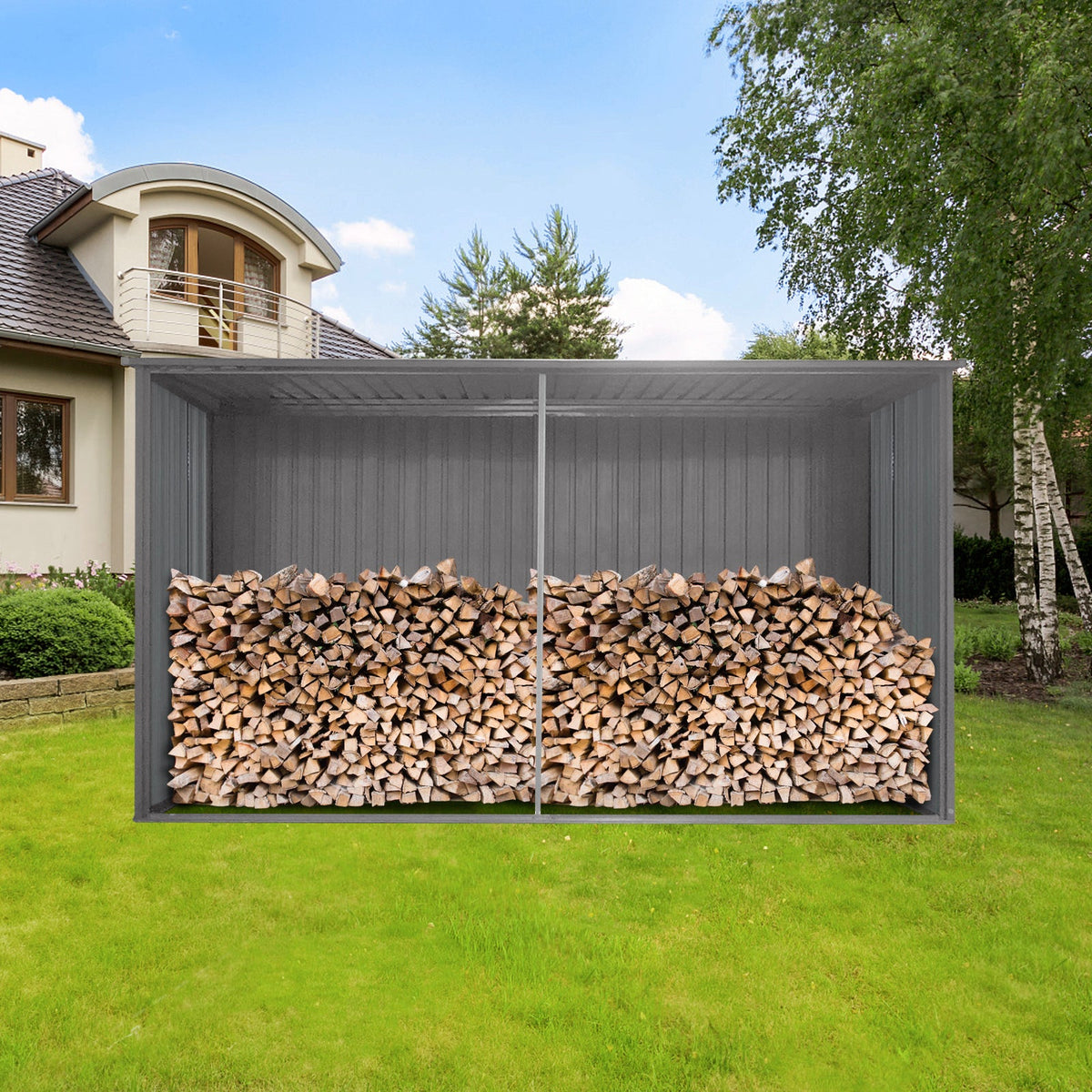 13x11ft Metal Outdoor Storage Shed with Ventilation - Grey