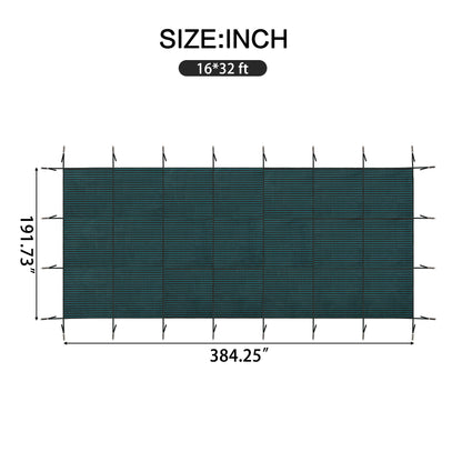 Swimming Pool Safety Cover, Fits 16x32ft Rectangular Pools