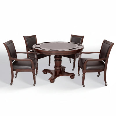 Hathaway Bridgeport 2-in-1 Round Poker Table & Chairs – Walnut