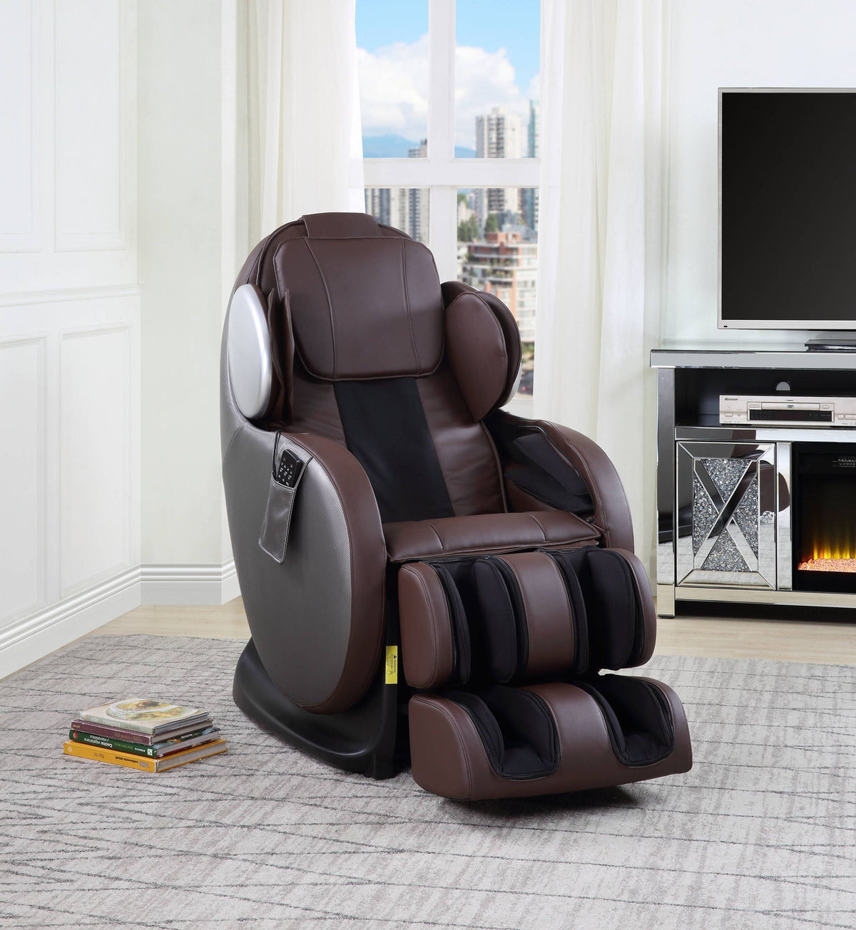 Pacari Synthetic Power 2D Massage Chair with Faux Leather - Black or Dark Brown