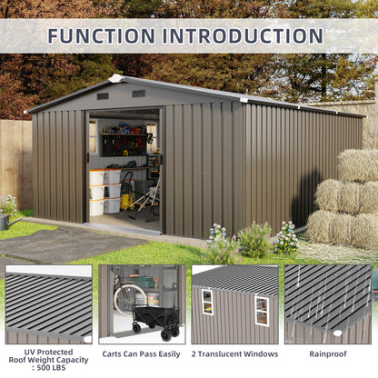 10x12ft Steel Storage Shed with Scratch-Resistant Color Finish