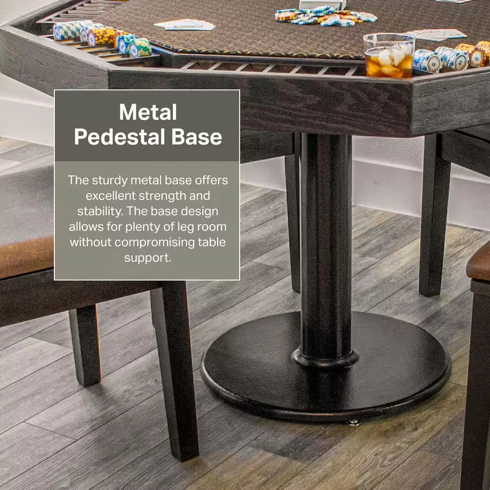 Lost Mill 8 Station Poker Table 1 Quantity in Mocha Oak 1 Pack with 8 Solid Wood Chip Trays — product view 4
